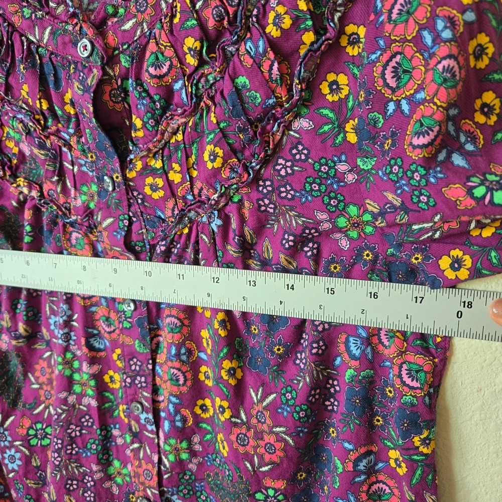 Talbots Womens Purple Floral Ruffle Blouse Top Small, Cottagecore Boho Victorian - Picture 8 of 9